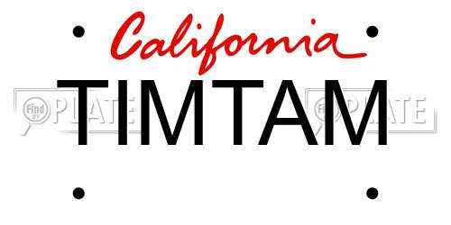 TIMTAM California License Plate