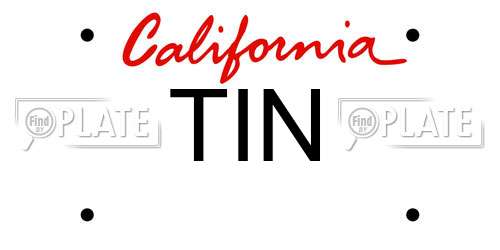 TIN California License Plate