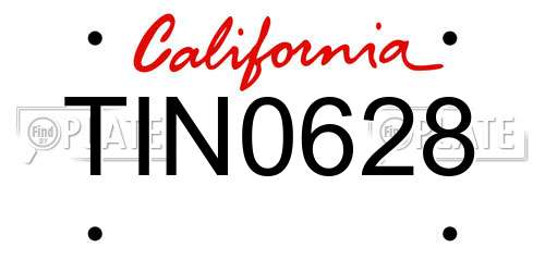 TIN0628 California License Plate