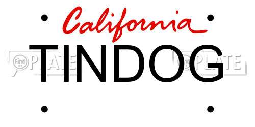 TINDOG California License Plate