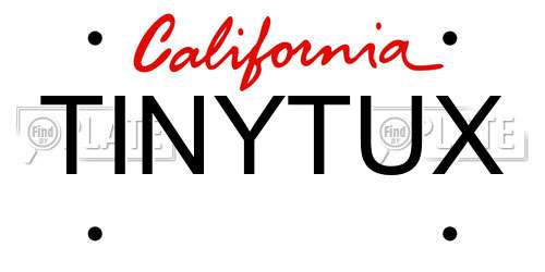 TINYTUX California License Plate