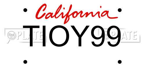 TIOY99 California License Plate