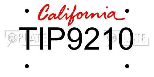 TIP9210 California License Plate