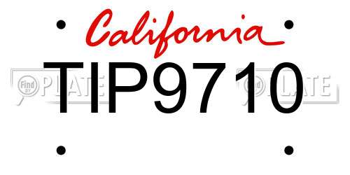 TIP9710 California License Plate