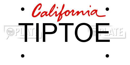 TIPTOE California License Plate