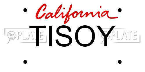 TISOY California License Plate