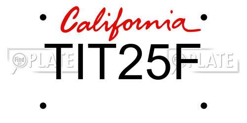 TIT25F California License Plate