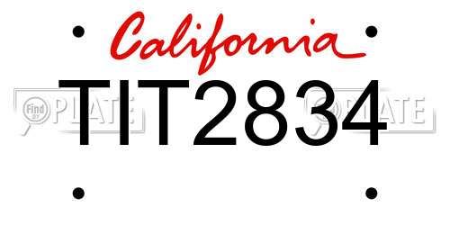 TIT2834 California License Plate
