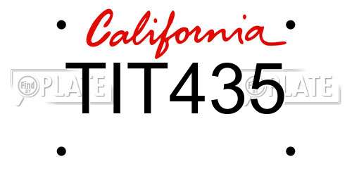 TIT435 California License Plate