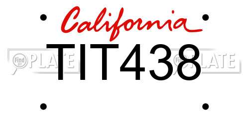 TIT438 California License Plate