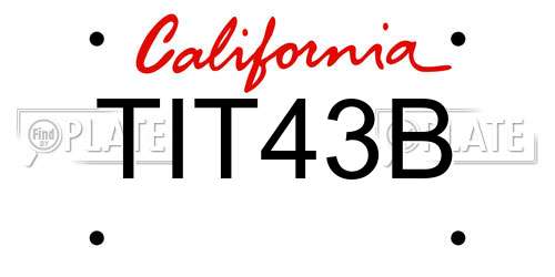 TIT43B California License Plate