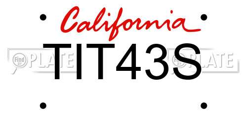 TIT43S California License Plate