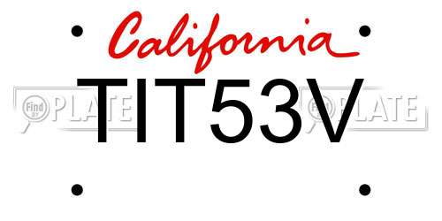 TIT53V California License Plate