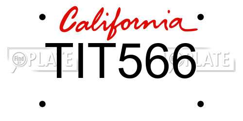 TIT566 California License Plate