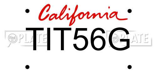 TIT56G California License Plate