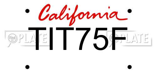 TIT75F California License Plate
