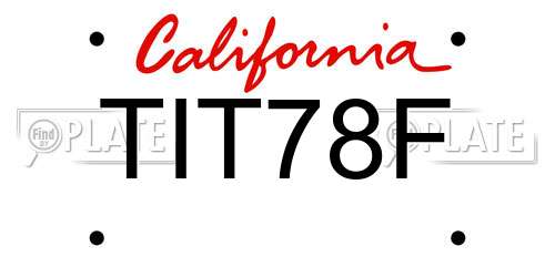 TIT78F California License Plate