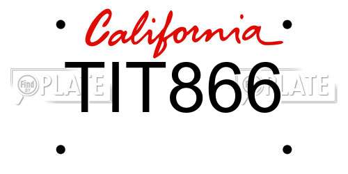 TIT866 California License Plate