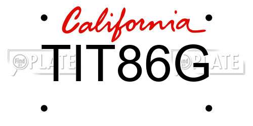 TIT86G California License Plate