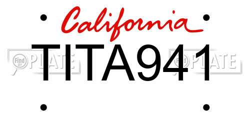 TITA941 California License Plate