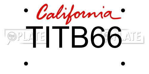 TITB66 California License Plate