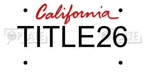 TITLE26 California License Plate