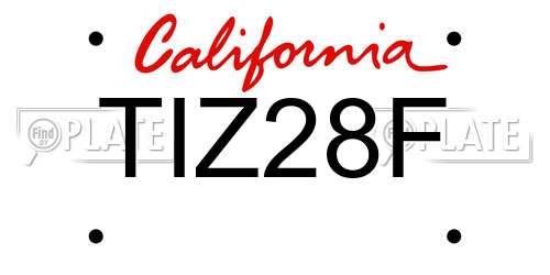 TIZ28F California License Plate