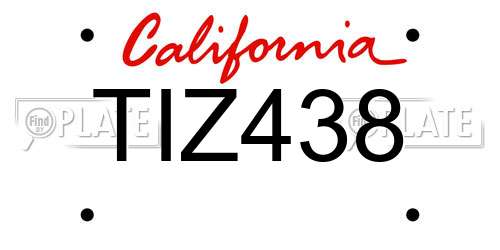 TIZ438 California License Plate