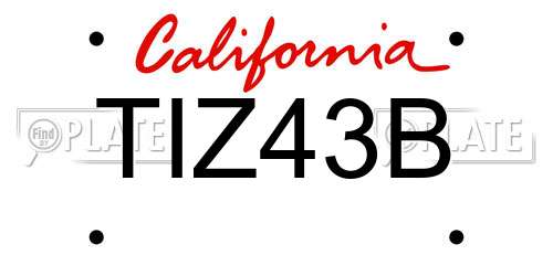 TIZ43B California License Plate