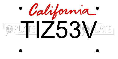 TIZ53V California License Plate