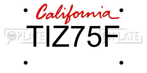TIZ75F California License Plate