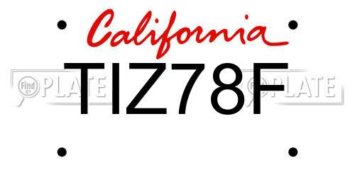 TIZ78F California License Plate