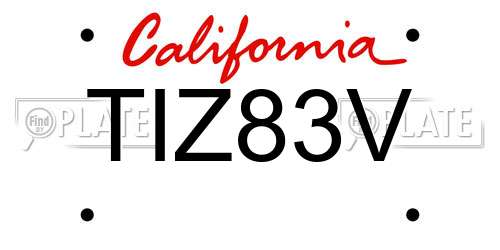 TIZ83V California License Plate