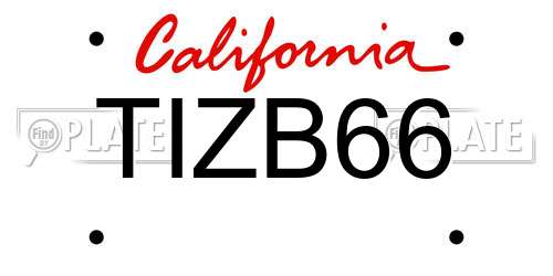TIZB66 California License Plate