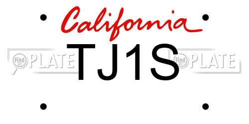 TJ1S California License Plate
