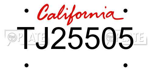 TJ25505 California License Plate