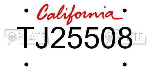 TJ25508 California License Plate