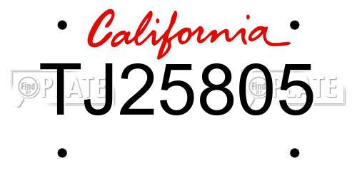 TJ25805 California License Plate