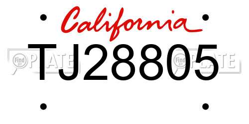 TJ28805 California License Plate