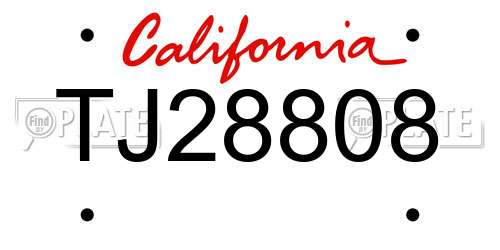 TJ28808 California License Plate