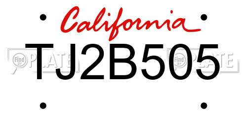 TJ2B505 California License Plate