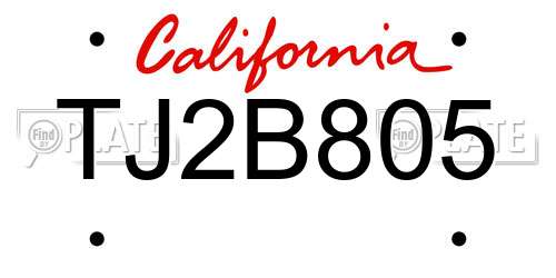 TJ2B805 California License Plate