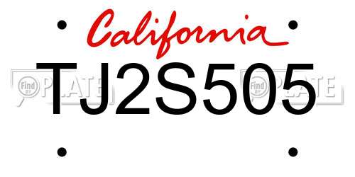 TJ2S505 California License Plate