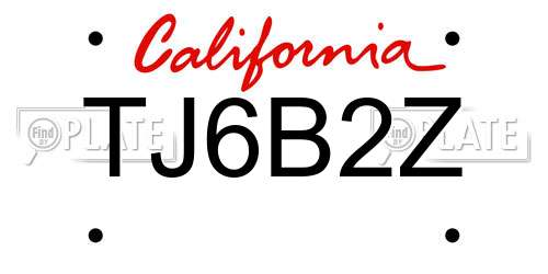 TJ6B2Z California License Plate