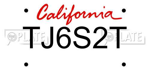 TJ6S2T California License Plate