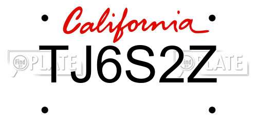 TJ6S2Z California License Plate