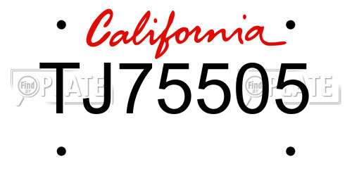 TJ75505 California License Plate