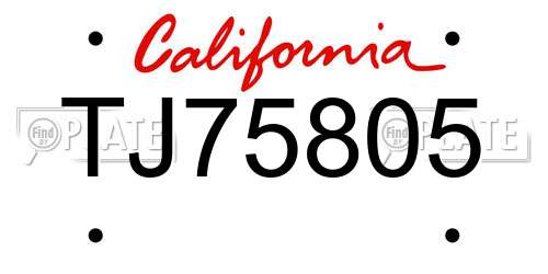 TJ75805 California License Plate