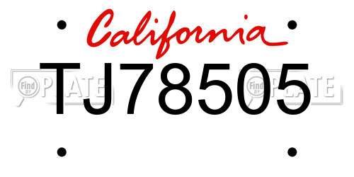 TJ78505 California License Plate