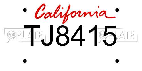 TJ8415 California License Plate